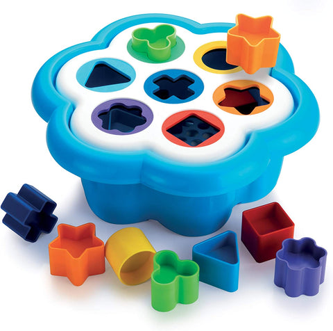 Quercetti Daisy Shape Sorter - Classic 16 Piece Shape and Color Sorting Toy (Made in Italy)