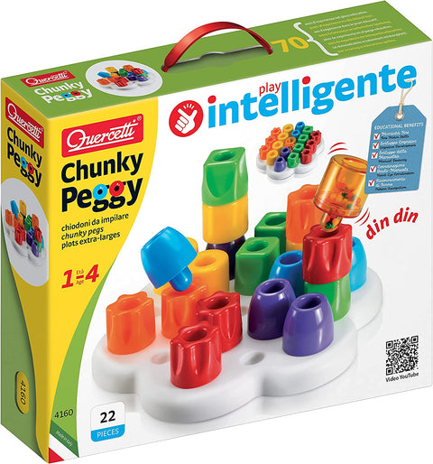 Quercetti Geokid Daisy Maxi - 21 Piece Beginning Stacking & Sorting Pegboard for Ages 1 and Up (Made in Italy)