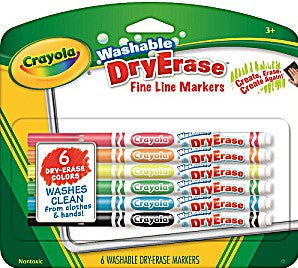 6 CT. DRY-ERASE FINE LINE WASHABLE MARKERS