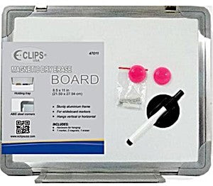 WHITE BOARD 8.5''X11''- INCLUDES 1 MARKER- 2 MAGNETS- 1 ERASER