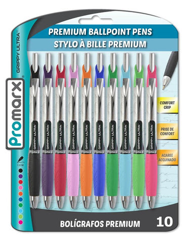 10 CT. ''GRIPPY'' PEN- ASS. FASHION COLORS.