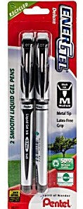 EnerGel 0.7mm Metal Tip- Black Ink 2-Pk