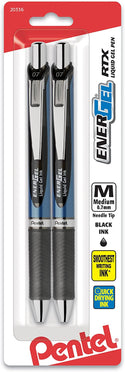 EnerGel RTX Ret. .07mm Needle Tip- Black Ink- 2 Pk.